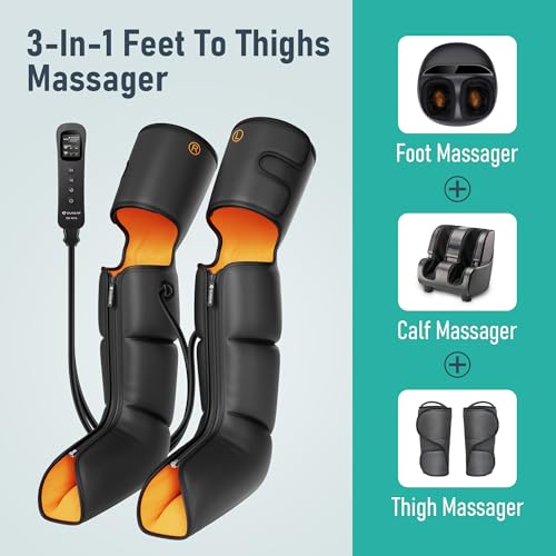 Image of QUINEAR Leg Massager with Compression, 3-in-1 Foot Calf & Thigh Massager and Compression Therapy with Timer, Leg Massage Boots for Circulation and Pain Swelling Edema Relief, FSA-HSA Eligible