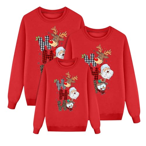 2025 Jersey navideño familiar para mujer, hombre y niño, divertido jersey navideño, suéter feo de Navidad, cuello redondo unisex, suéter navideño en pareja, disfraz navideño, suéter feo, conjunto de