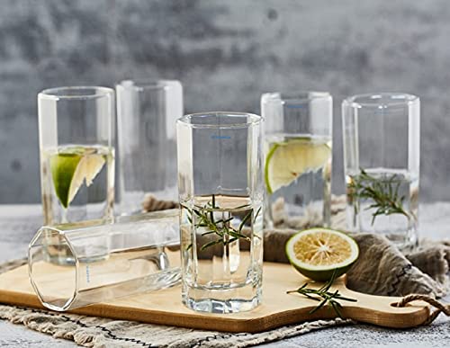 Image of SYANKA Italian Premium Juice Glasses Set of 8 Transparent, 300ml, Stylish and Crystal Highball Glasses for Drinking Water, Juice and Cocktails