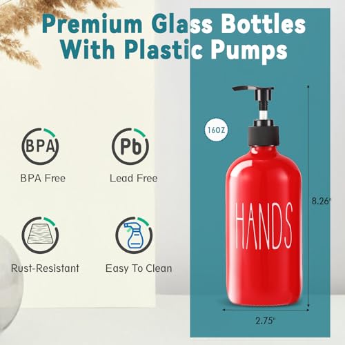 Image of COHOSEGE Glass Soap Dispenser Set 2 Pack,16 Oz Dish Soap Dispenser for Kitchen Sink,Red Kitchen Accessories and Kitchen Decor,Red Decorations and Kitchen Utensils for Kitchen