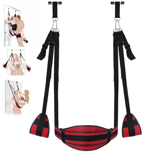 Door Sex Swing for Couples BDSM Bondage Restraints Leather Soft Plush Seat Sex Swings Adjustable Sex Straps Hanging Handcuffs Bondage Gear for Men Woman SM Adult Play Sex Toys for Couples Kinky