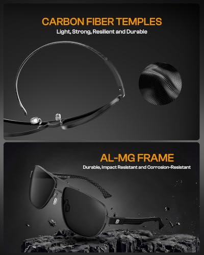 Image of DUCO Aviator Sunglasses for Men Women Carbon Fiber Polarized Sunglasses Men UV Protection for Driving Golf Fishing 3051
