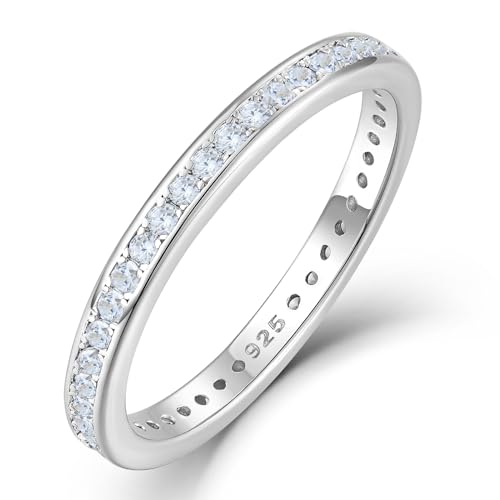 YL Women's Stackable Ring 925 Sterling Silver Eternity Bands Birthstone Stacking Rings