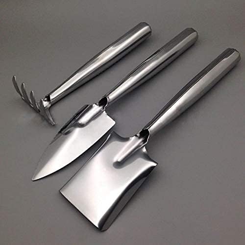Trowel Spade with Non-Slip Duty Polished Stainless 3 Pcs Hand Transplant Shovel and Harrow Hand Rake with Non-Slip E.