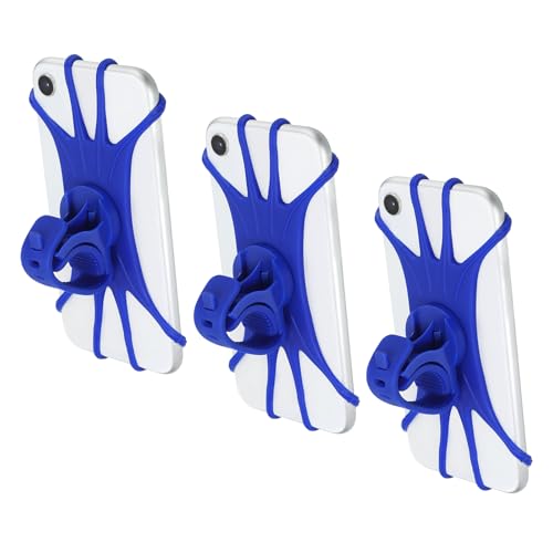 Image of PATIKIL 3Pcs Bike Phone Mount, 360 Rotation Silicone Motorcycle Phone Holder for 3 inch- 6.5 inch Phones Adjustable Phone Mount for Motorcycle Bicycle Electric Scooter, Blue