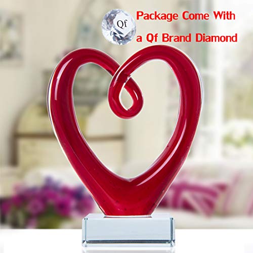 Qfkris 5'' Tall Art Glass Heart Sculpture Centerpiece Party Home Decoration Gift Art Style Valentines Day Gifts thumb #5