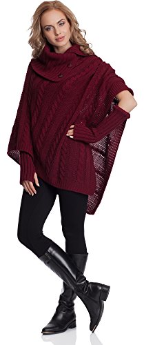 Preisvergleich Produktbild Merry Style Damen Poncho N4293 (Weinrot)