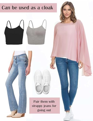 Women Poncho Cape High Low Chiffon Shawls Wraps Scarves Capelets for Evening Dress Bridal Wedding Party 5