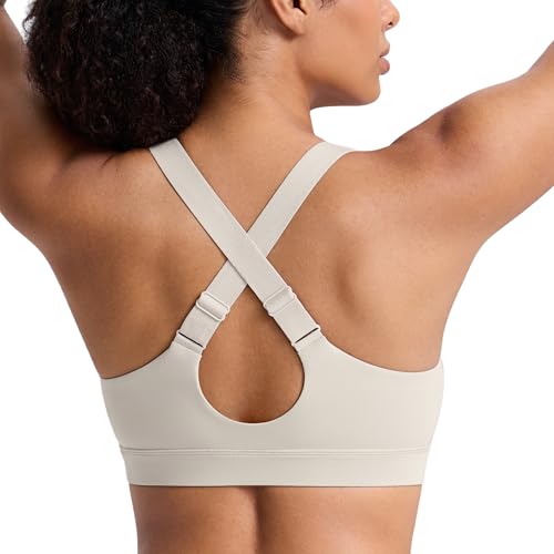 Image of CRZ YOGA Butterbreeze Cross Back Sports Bras | Medium Support, Removable Pads, Training, Fast Dry, Scoop Neck, Cut-Out, Adjustable Wide Straps, for Women