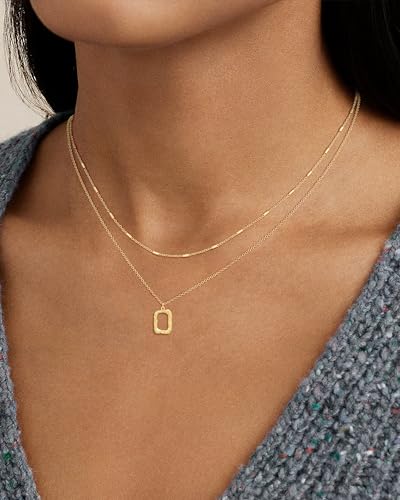 Layered Necklaces for Women 14K Gold Plated Stack Circle Pendant Trendy Long Chain Stackable Handmade Coin Necklace Set Dainty Gold Stacked Jewelry Gifts4