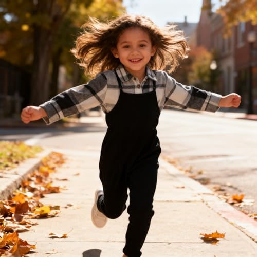 Image of Toddler Girl Clothes Plaid Long Sleeve Button Down Shirt Corduroy Overall Jumpsuit Girls Fall Winter Outfit Set