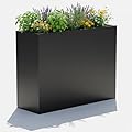 Tall Metal Planter for Outdoor Plants,38"Lx13"Wx30"H All-Weather Durable Plant Box,Large Rectangular Planter with Drainage Holes & Removable Shelf,Modern Decor for Tall Small Plants, Trees, Flowers