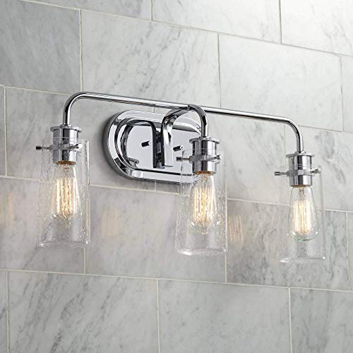 Image of KICHLER Braelyn 24 inch 3 Light Vanity Light with Clear Seeded Glass Chrome