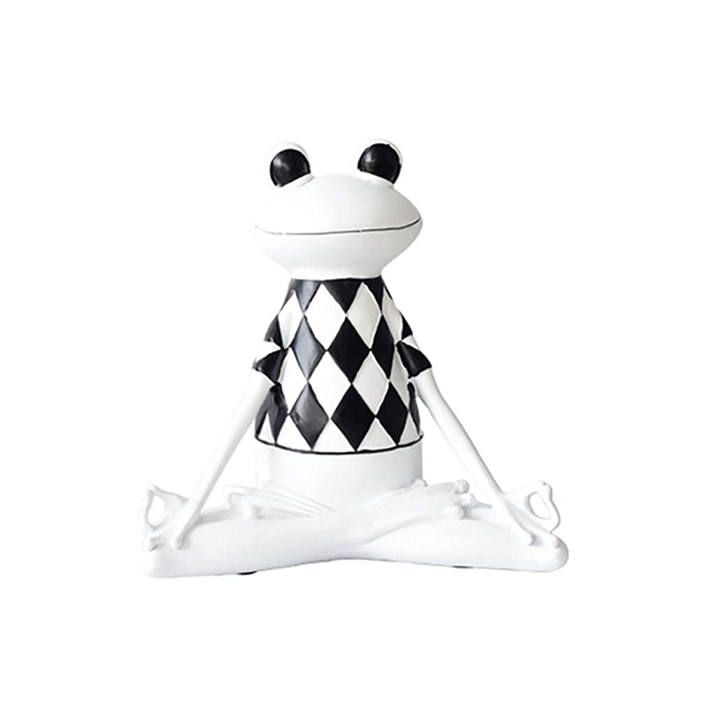 Edinber White Meditation Frog Statue,Fairy Garden Frog Ornament,Buddha Zen Yoga Frog Garden Figurine,Resin Frog Sculpture Animal Yoga Statue For Office Home Decor
