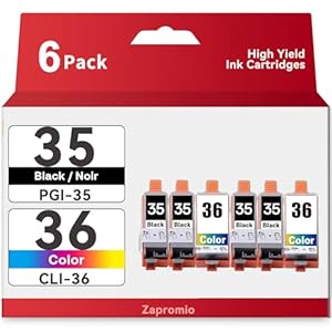 Paquete de 6 cartuchos de tinta PGI-35 CLI-36 compatibles con Canon 35 36 cartuchos de tinta para impresora PIXMA TR150 IP110 TR152 TR160 mini260 mini320 (4 unidades, negro, 2 tricolores)