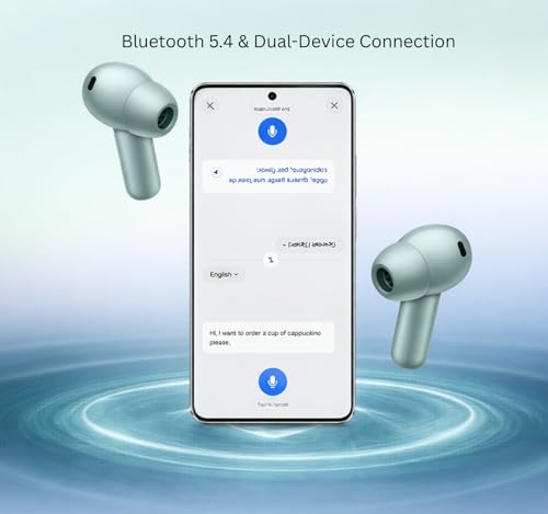 Image of Bluetooth Buds 4 for Oneplus with Dual Drivers & Dual DAC Audio, 50dB Active Noise Cancellation, Hi-Fi Sound Quality, Clear Voice Calls, Stable Low Latency Connection (Light Green)