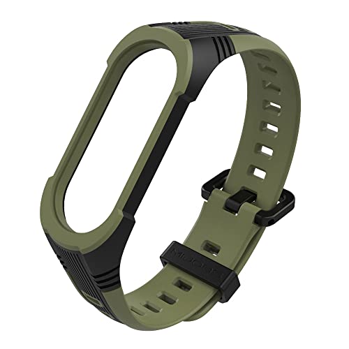 KINOEHOO Bracelet de montres Compatible avec XiaoMi Mi Band 5/6 Bracelets de remplacement en Silicone.(Noir + Vert Armée) Cover
