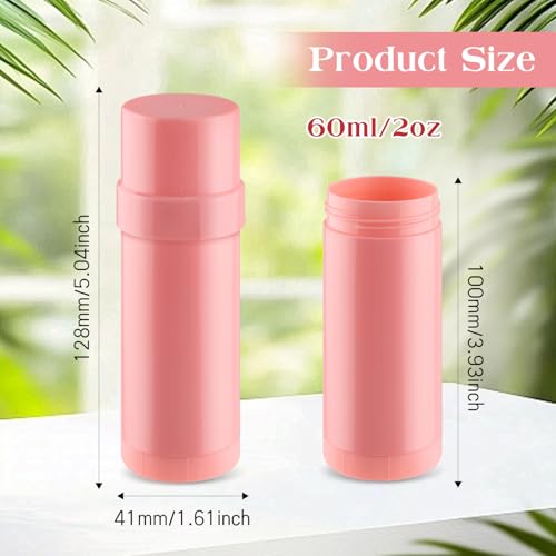 20 Pcs 60ml/2oz Deodorant Containers Plastic Refillable Deodorant Holder Twist Up Top Filling Stick Tube for DIY Body Lotion Sunscreen Balm - Pink3