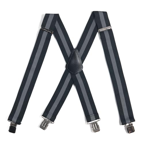 Carhartt Mens Rugged Flex Elastic Two-Tone Suspenders Black/Steel Stripe One Size