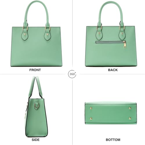 Image of CHICAROUSAL Crossbody Purses and Handbags for Women PU Leather Tote Top Handle Satchel Shoulder Bags (Grey Mint green)