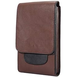 Bolsa de Cintura Celular Hombre Cuero Marrón, Riñonera Telefono Movil Cuero, Funda con Clip de Cinturón para Teléfono Riñonera Cuero Hombre Celular Porta Bolsillo Cartera con Mosquetón Cintura Gancho