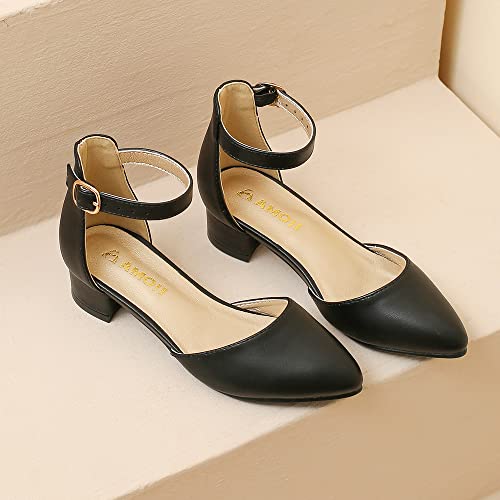Image of Amoji Girls High Heels Kid Ankle Strap Dress Shoes Wedding Party for Little Kid Big Kid 412