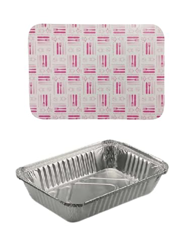 TELEVASO - 100 uds - Envase/recipiente de aluminio rectangular + tapa de cartón - Capacidad 590 ml y tamaño 195x143x40 mm - Bandejas desechables y reciclables, apto para altas temperaturas