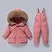 Kids Waterproof Insulated Snow Suits with Faux Fur Hood 2 Piece Snap & Zip Hooded Winter Matching Clothes for Cold Day