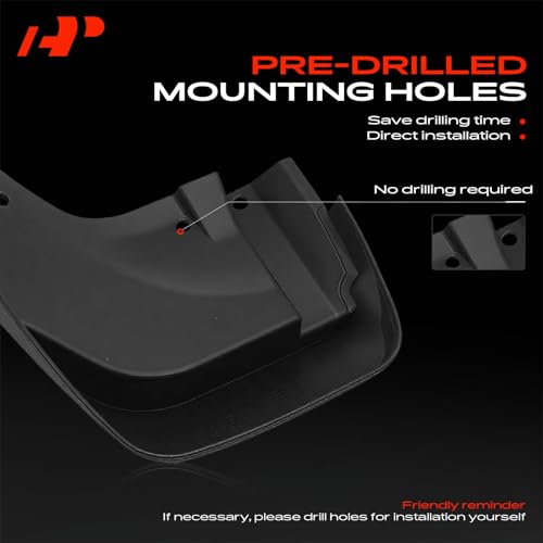 Image of A-Premium Mud Flaps, No Drilling Required Splash Guards with Accessories | Compatible with Honda Pilot 2003-2005, Set of 4 Front and Rear