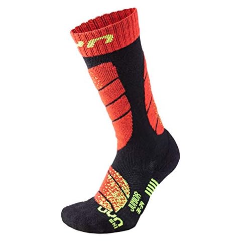 UYN Men's Junior Ski Socks, Black/Red Cover