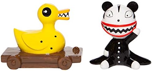 Enesco Disney Ceramics The Nightmare Before Christmas Scary Teddy and Killer Duck Salt and Pepper Shaker Set, 3 Inch, Multicolor