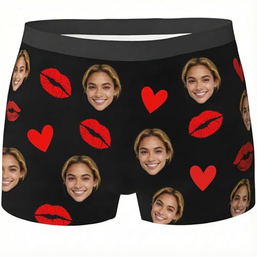 OCFTERY Custom Photo Boxer Briefs for Men - Personalized Gift with Face for Husband, Boyfriend, Dad - Funny Valentine's Day & Birthday Gift