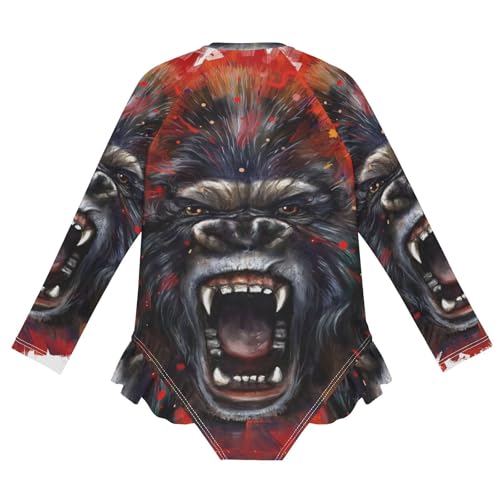 Girls One Piece Swimsuits Long Sleeve Swimsuit Zipper Bathing Suits King Kong Furious2