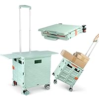 Opvouwbare Winkelwagen, Plastic Trolley op Wielen, Uitschuifbaar Magnetisch Tafelblad met Schuifbare Hoes, Zware Belasting van 55 kg, Draagbaar voor Kamperen,Vissen, Ambachtelijk Werk en Opslag -Roze