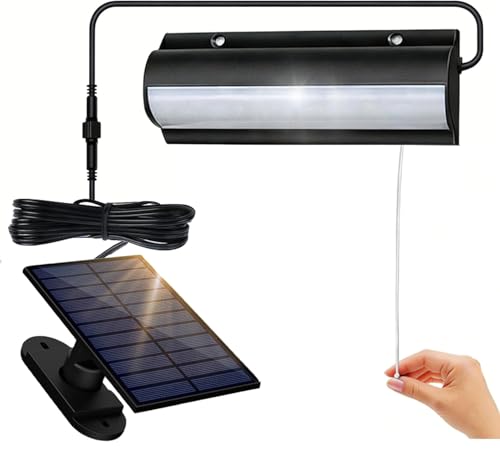 HEEYoo Solar Shed Lights Indoor with Switch Solar Powered Shed Light for Indoor/Outdoor Solar Chandelier for Gazebo IP65 Waterproof for Garden Decorations, Chicken Coops, Gazebos, Barns (White-1)