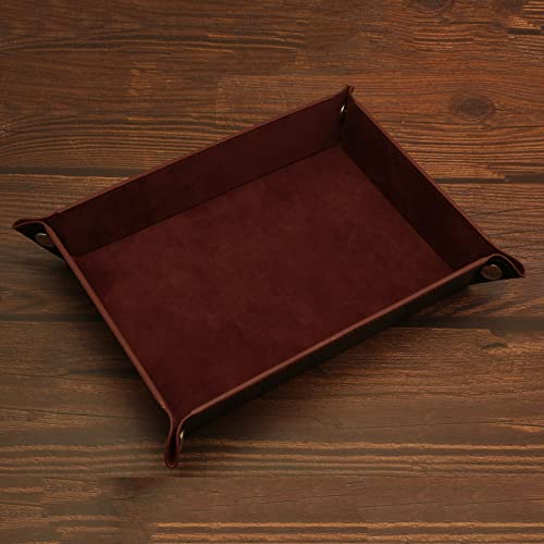 Socospace Valet Tray ,Nightstand Organizer ,Catchall Tray Storage For Jewelry,Wallets,Keys,Cell Phones（Brown 1） #TOP4