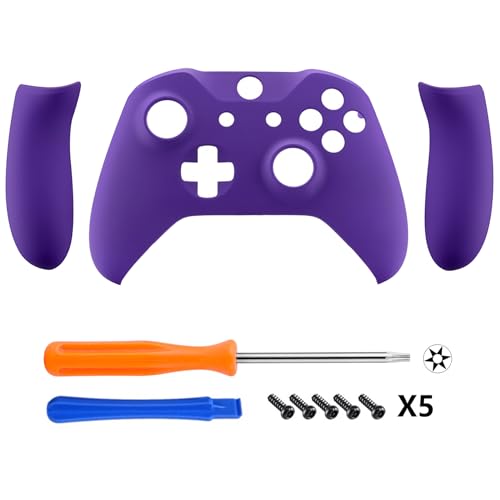 Image of eXtremeRate Soft Touch Purple Faceplate Cover, Front Housing Shell,Soft Grip Back Panels for Xbox One X & One S Controller Model 1708