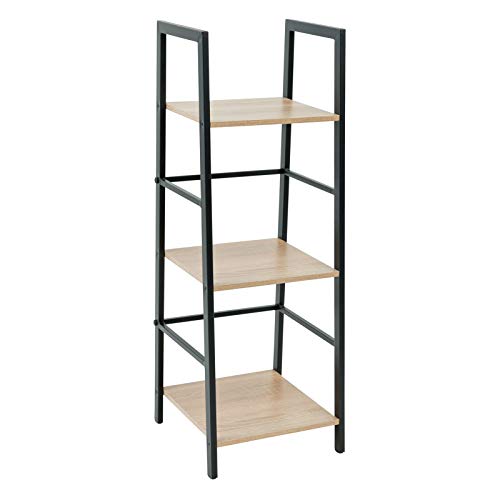 C-Hopetree Ladder Shelf Bookcase - 3 Tier Corner Display Bookshelf - Black Metal Frame