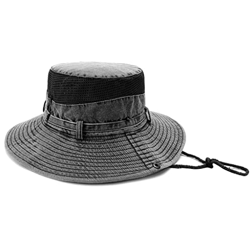 Chapeau de soleil en jean pour rando et grand bord anti-UV YXWYXWA
