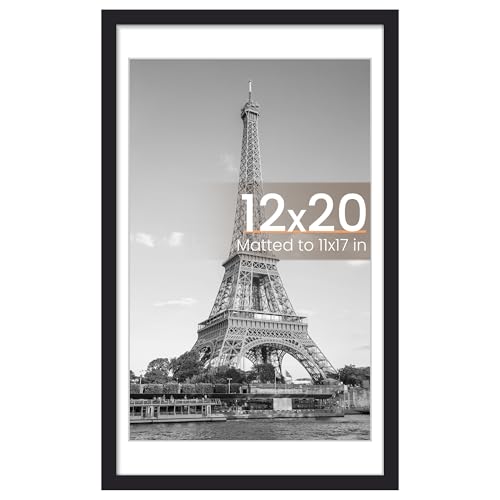 Image of upsimples 12x20 Frame, Display Pictures 11x17 with Mat or 12 x 20 Without, Wall Hanging Photo Frames, Black, 1 Pack
