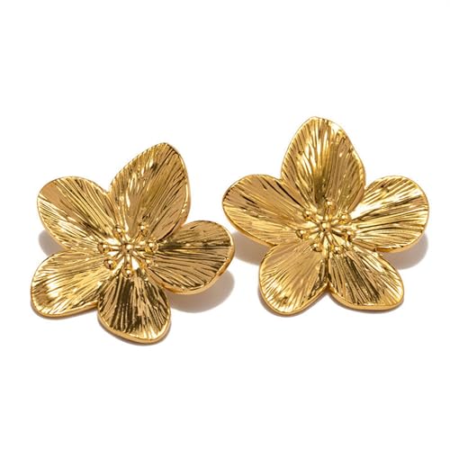 Ferizzia - Ferizzia 1 Paire Boucle D'oreille Fleur, de Boucles D'oreilles en Forme de Fleur pour Femme, Boucles D’oreilles à Clous en or, Earrings Doreille Dorées Vintage, Boucle Doreille en or pour Femme