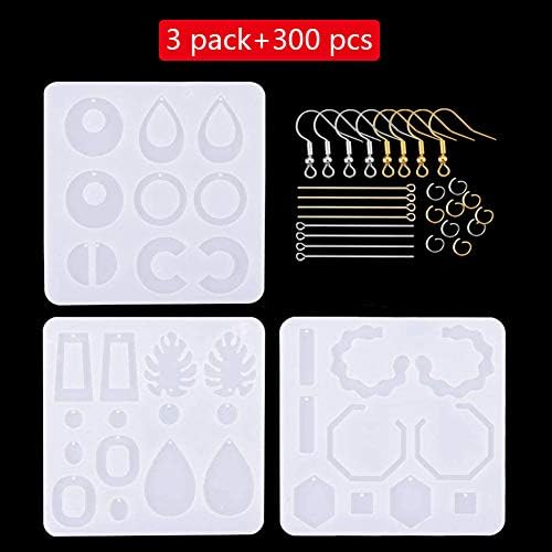 Earring Resin Moulds Kit, Jewelry Molds Silicone Kits, Earring Resin Molds Silicone, Epoxy Resin Mold DIY Jewelry Craft Molds Earring Molds for Resin with Earring Hook Head Pin Eye Pin Jump Ring