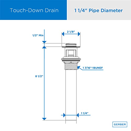 Danze DA505918 Metal Touch Down Drain Assembly, 1 1/4-Inch Tailpiece Diameter, Chrome - image 4