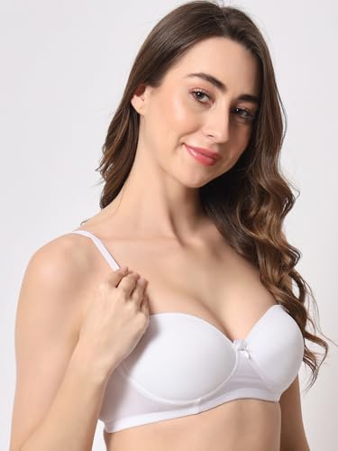 Image of BEWILD Women Balconette Bra | Lightly Padded Comfort | Soft Breathable Cotton Fabric | Seamless Design | Wirefree Comfort | Supportive Fit | Stylish Underwear