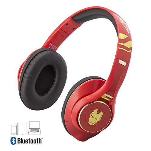 Iron Man Bluetooth Headphones with Microphone Voice Activation and Bonus Aux Cable