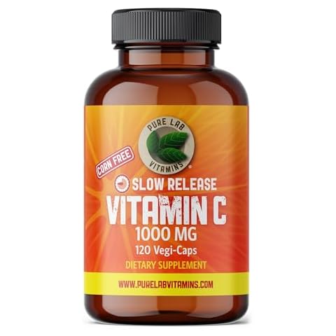Pure Lab Vitamins Vitamin C 1000 mg - Tapioca Source - 120 Vegi DRC Caps (DRC - Delayed Release caps) Corn Free Made in Canada Cover