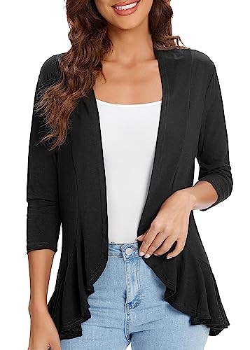 Urban CoCo Women's 3/4 Sleeve Casual Cardigans for Women Trendy Open Front Lightweight Cover Ups