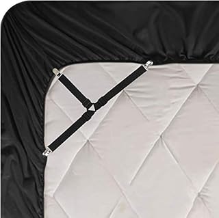 SPICOM 4pc Bed Sheet Straps - With Comofrter Clips - Mattress Straps Holder - Suspender Straps - Fastener Suspenders Gripper Clips for Bed Sheets - Bedding Helper for Home Decoration