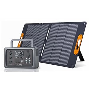 ALLWEI 500W LiFePO4 Solar Generator(Surge 1000W) with 100W Solar Panel, 512Wh Portable Power Station, UPS Function, 3 AC Outlets, Solar Power Generator for Outdoor RV Camping CPAP Backup Emergency