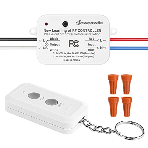 Dewenwils Wireless Light Switch And Receiver Kit, No In-Wall Wiring Required, Remote Control Switch Lighting Fixture For Ceiling Lights, Fans, Lamps,100 Ft Rf Range, Programmable #TOP6